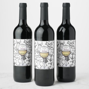 Underkläder Bröllopsfest Bröllopsdusch Vin Glas Vinflaska Etikett