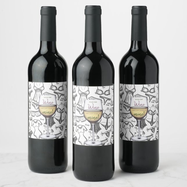 Underkläder Bröllopsfest Bröllopsdusch Vin Glas Vinflaska Etikett (Flaskor)