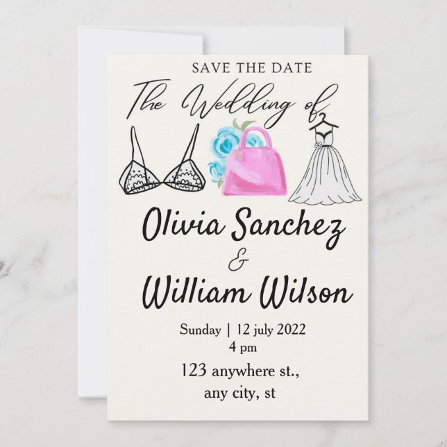 Underkläder Parti med klänning bröllop  Inbjudningar (Framsida)