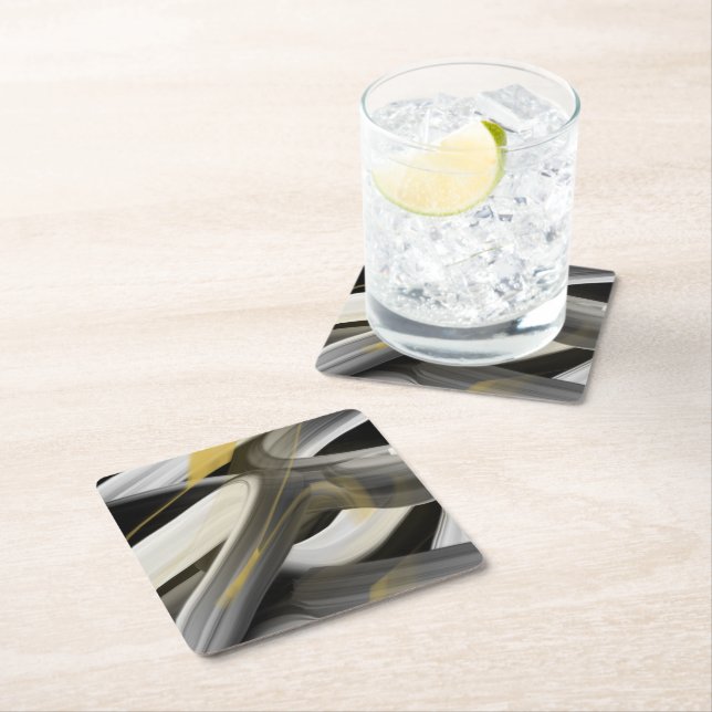 Underlägg Abstrakt Trend Insida Decor Black White Papper Kvadrat (Insitu)