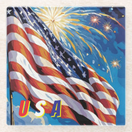 UNDERLÄGG av amerikanska Flagga Glass