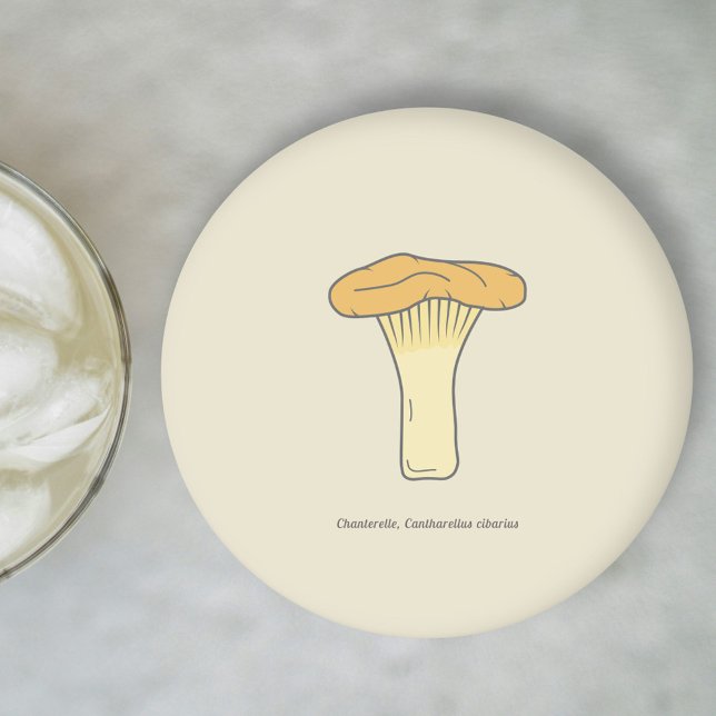 Underlägg av botaniska Chanterelle Mushroom Papper Rund (Botanical Chanterelle Mushroom Coaster)