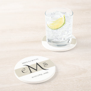 Underlägg av Brde & Groom Monogram Sandstone Drink