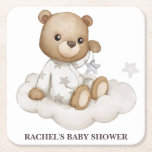 Underlägg av Cloudy Nalle Baby Shower<br><div class="desc">Lägg till en drömmande beröring till babyduschen med den här personligen underlägg med en vacker nalle i stjärntryckpyjamas sitta på ett flytande moln. Perfekt för firande med rostiskt tema eller neutralt-toning är den här underlägg både dekorativ och funktionell - du skyddar yta samtidigt som du charmar gästerna. Anpassade med namn...</div>