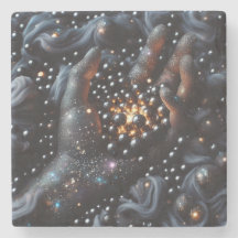 Underlägg av Cosmic Hand & Glowing Orbs Stone