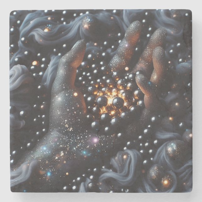 Underlägg av Cosmic Hand & Glowing Orbs Stone (Framsidan)