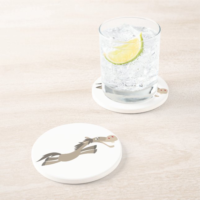 Underlägg av Cute Swift Tecknad Horse Sandsten (Sidan)