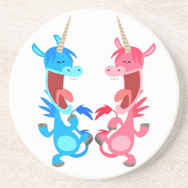 Underlägg av Cute Tecknad Dancing Unicorns  (Framsidan)