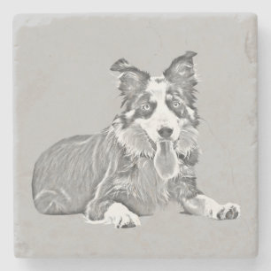 Underlägg av den vackra pennan Gräns Collie Marble