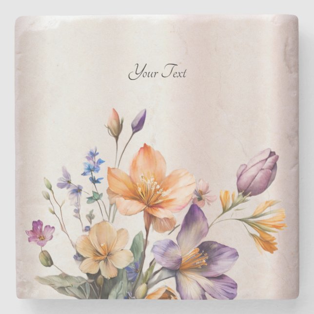 Underlägg av färglöst Vår blommor Stone (Framsidan)