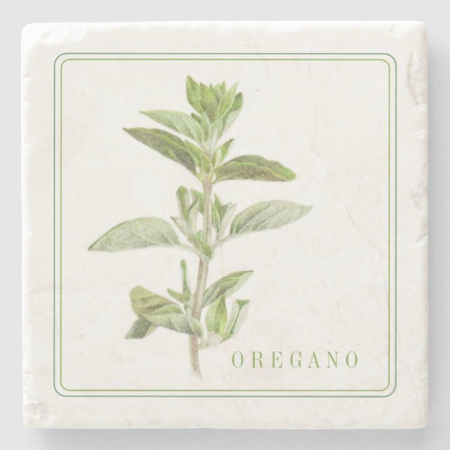 UNDERLÄGG AV FRESH OREGANO Marble Stone (+text) (Framsidan)