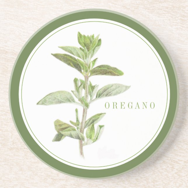 UNDERLÄGG av FRESH OREGANO Round Sandstone +Grönt (Framsidan)