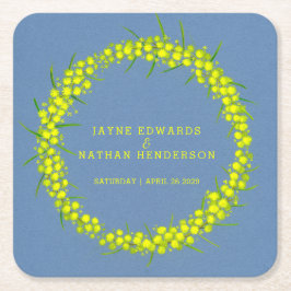 underlägg av gult wattblommor vattenfärgen art  papper kvadrat