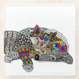 Underlägg av katt- och Hund- och färgglas