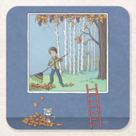 Underlägg av löv pappert fyrkantigt papper kvadrat