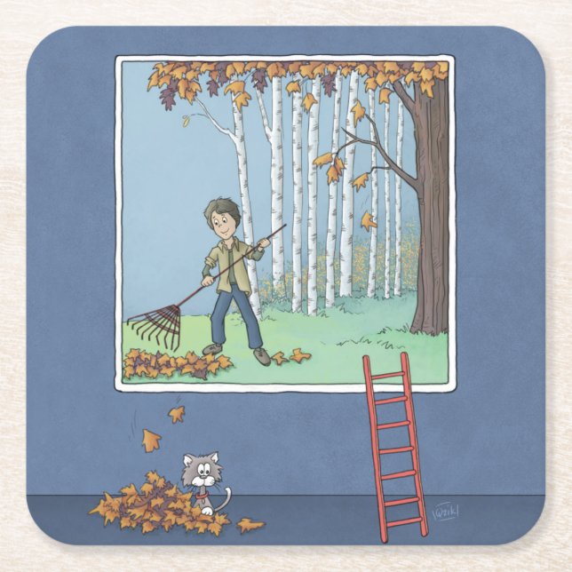 Underlägg av löv pappert fyrkantigt papper kvadrat (Framsidan)