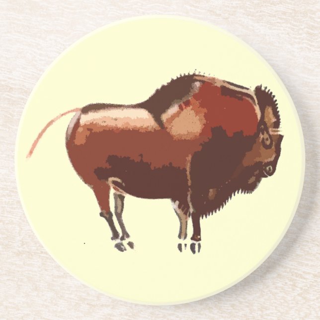 Underlägg av målad Bison Sandstone Sandsten (Framsidan)