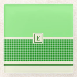 Underlägg av monogram glas för grönt Kontrollera m