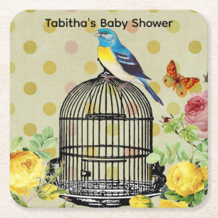 Underlägg av personlig Bird & Butterfly Papper Dri Kvadrat