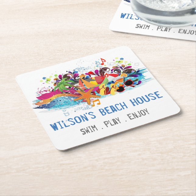 Underlägg av personlig Pop Art Retro Summer Beach (Vinklad)