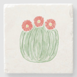 Underlägg av Red Flower Barrel Cactus Desert Stone