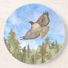 Underlägg av rödstjärtad Hawk Bird Sandstone