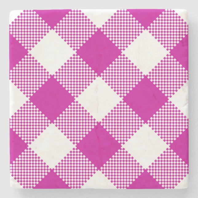 Underlägg av shock rosa Gingham Checked Square (Framsidan)