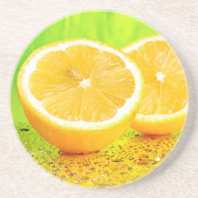 Underlägg av skivade citron- och Vatten-droppar Sandsten (Framsidan)