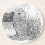 Underlägg av sötsandsten<br><div class="desc">Otter av sjö med måne bakom</div>