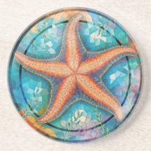 Underlägg av Starfish Mosaic Round Sandstone