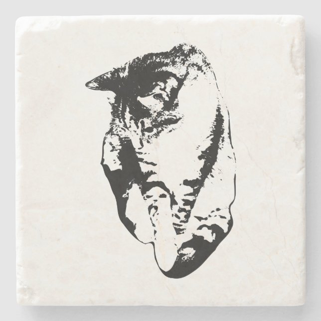 Underlägg av tittar av Tabby katt-monokrom (Framsidan)