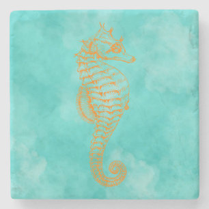 Underlägg av turkos Seahorse Stone