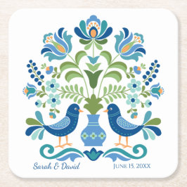 Underlägg av ungerska designblåa fåglar