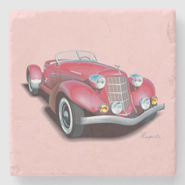 Underlägg av vackert Antique Car Stone (Framsidan)