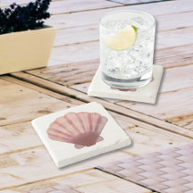 Underlägg av vattenfärgad Rosa Scalloped Seashell 