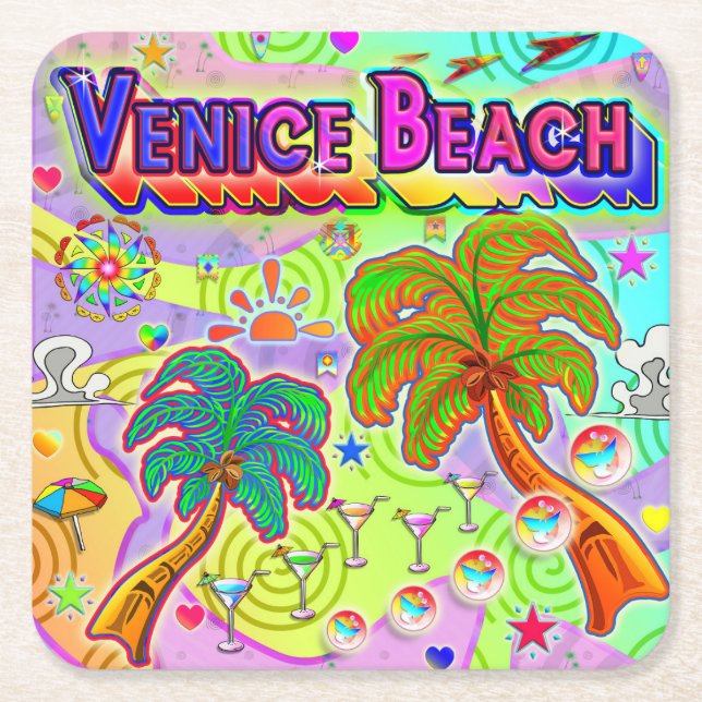 Underlägg av Venedig Beach Vacation Target Papper Kvadrat (Framsidan)