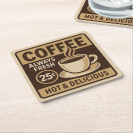 Underlägg av vintage Coffee Shop Drink Papper Kvadrat