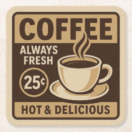 Underlägg av vintage Coffee Shop Drink Papper Kvadrat