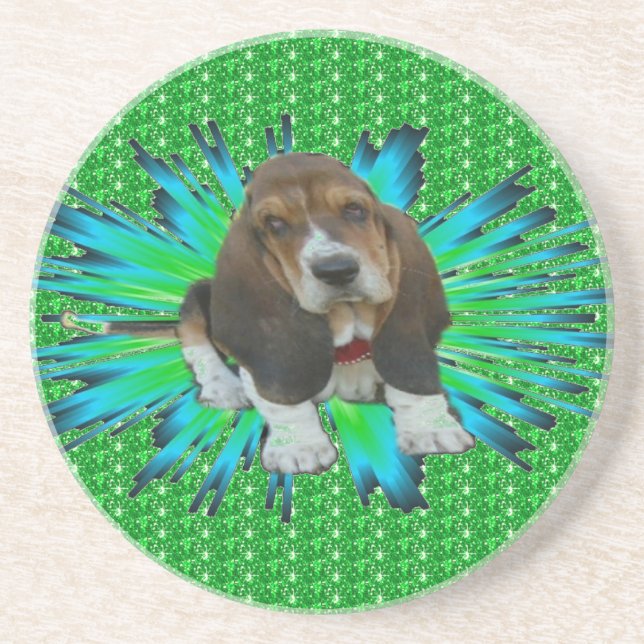 Underlägg Baby Basset Hound Sheldon Sandsten (Framsidan)