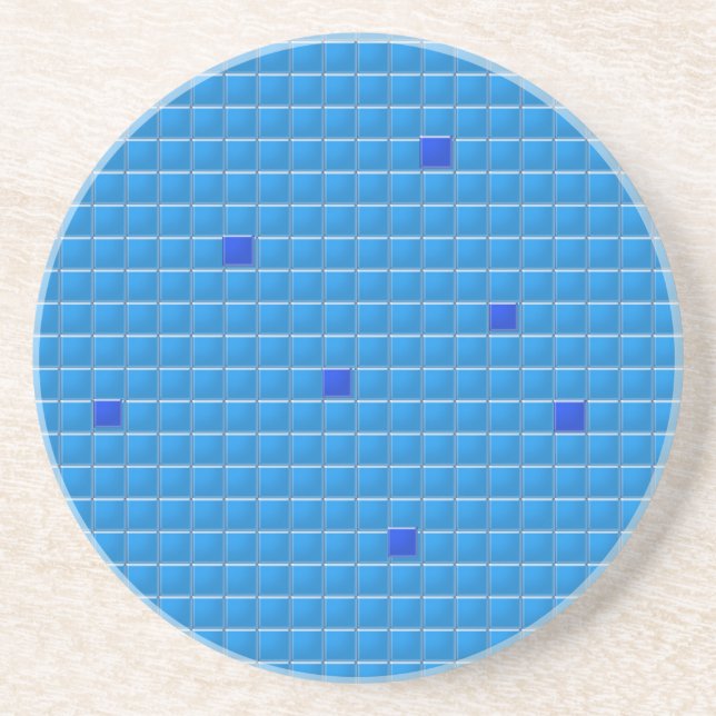 Underlägg - blå kvadratisk mosaik sandsten (Framsidan)