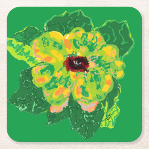 Underlägg: Black Eyed Susan Vine Flower Underlägg Papper Kvadrat