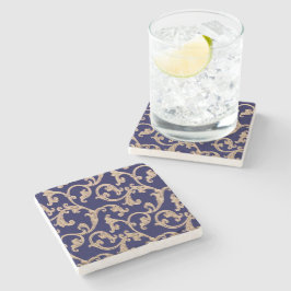Underlägg Blått Guld Damask Stone
