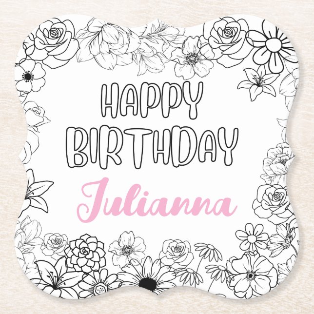 Underlägg Blommigt för anpassat namn Papper (Framsida)