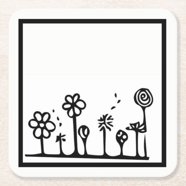 Underlägg blommönster papper kvadrat (Framsidan)