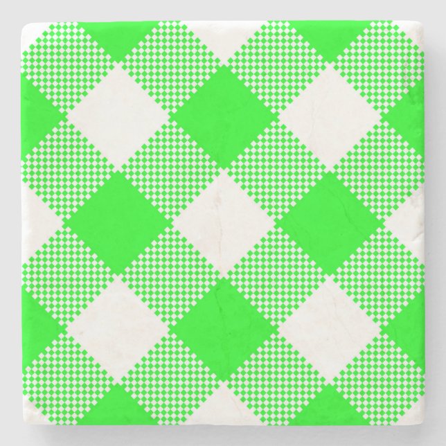 Underlägg Bright Grönt Gingham Checked Square (Framsidan)