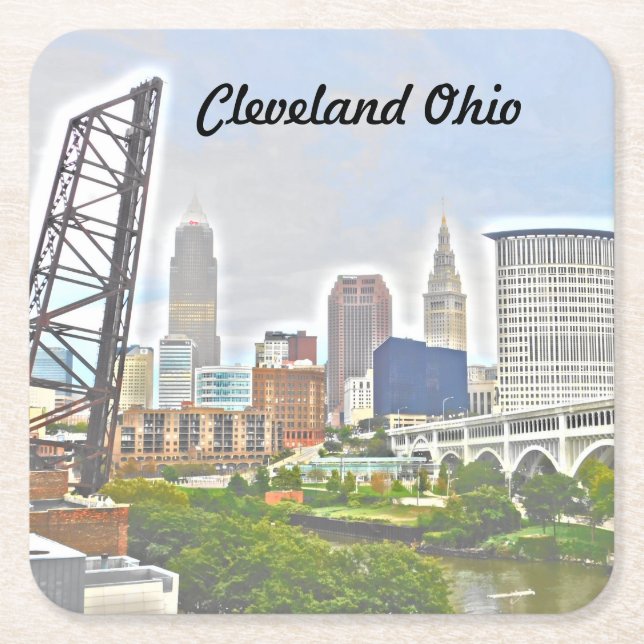 Underlägg Cleveland River View (färgeffekt) Papper Kvadrat (Framsidan)