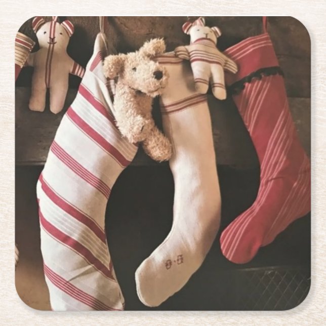 Underlägg CUTE CHRISTMAS STOCKINGS* Papper Kvadrat (Framsidan)
