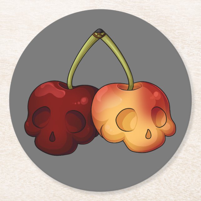 Underlägg Deaths Sweet Cherry Skull Papper Rund (Framsidan)