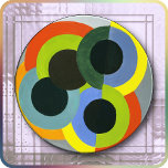 UNDERLÄGG - "Disks" - Robert Delaunay<br><div class="desc">En bild av ett konstverk av Robert Delaunay med titeln "Disks" (1930-1933) finns på denna färgstarka runda sandstensUnderlägg. ► Anpassa genom att lägga till anpassningsbar med färg för teckensnitt och teckensnitt eller lägga till en liten bild eller logotyp. Gör en underbar gåva! ©Köp flera för att göra en underbar uppsättning....</div>