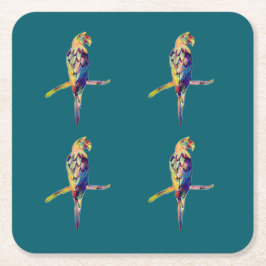 Underlägg färglös papegoja papper kvadrat